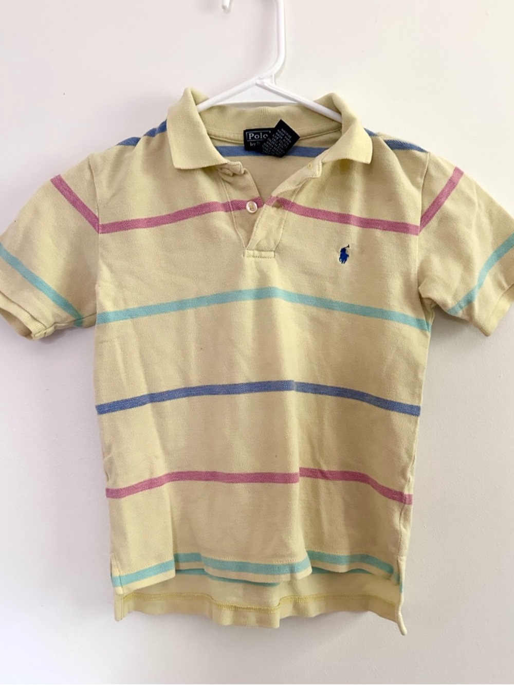 Vintage Polo Ralph Lauren Boys Size 6 Striped Polo Shirt Pique Cotton 90s Preppy